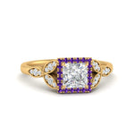 Load image into Gallery viewer, leaves-princess-cut-halo-diamond-engagement-ring-with-purple-topaz-in-yellow-gold-FD9827PRRGVITO-NL-YG.jpg?v=1770891286