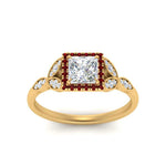 Load image into Gallery viewer, leaves-princess-cut-halo-diamond-engagement-ring-with-ruby-in-yellow-gold-FD9827PRRGRUDRANGLE5-NL-YG.jpg?v=1770891287