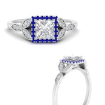 Load image into Gallery viewer, leaves-princess-cut-halo-diamond-engagement-ring-with-sapphire-in-white-gold-FD9827PRRGSABLANGLE3-NL-WG.jpg?v=1770891287