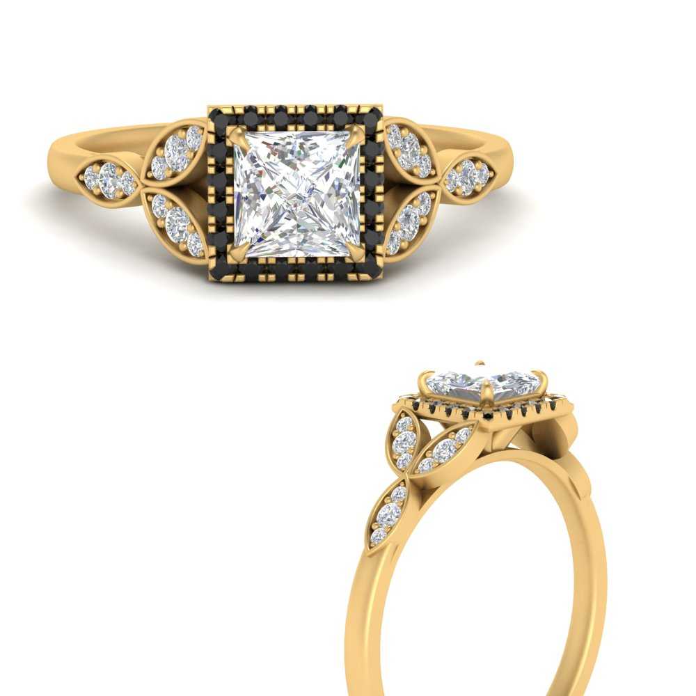 leaves-princess-cut-halo-engagement-ring-with-black-diamond-in-yellow-gold-FD9827PRRGBLACKANGLE3-NL-YG.jpg?v=1770891286