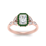 Load image into Gallery viewer, leaves-radiant-cut-halo-diamond-engagement-ring-with-emerald-in-rose-gold-FD9827RARGEMGRANGLE5-NL-RG.jpg?v=1770891304