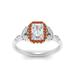 Load image into Gallery viewer, leaves-radiant-cut-halo-diamond-engagement-ring-with-orange-sapphire-in-white-gold-FD9827RARGSAORANGLE5-NL-WG.jpg?v=1770891303