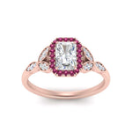 Load image into Gallery viewer, leaves-radiant-cut-halo-diamond-engagement-ring-with-pink-sapphire-in-rose-gold-FD9827RARGSADRPIANGLE5-NL-RG.jpg?v=1770891303