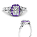 Load image into Gallery viewer, leaves-radiant-cut-halo-diamond-engagement-ring-with-purple-topaz-in-white-gold-FD9827RARGVITOANGLE3-NL-WG.jpg?v=1770891304