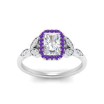 Load image into Gallery viewer, leaves-radiant-cut-halo-diamond-engagement-ring-with-purple-topaz-in-white-gold-FD9827RARGVITOANGLE5-NL-WG.jpg?v=1770891304