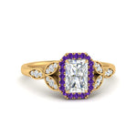 Load image into Gallery viewer, leaves-radiant-cut-halo-diamond-engagement-ring-with-purple-topaz-in-yellow-gold-FD9827RARGVITO-NL-YG.jpg?v=1770891304