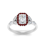 Load image into Gallery viewer, leaves-radiant-cut-halo-diamond-engagement-ring-with-ruby-in-white-gold-FD9827RARGRUDRANGLE5-NL-WG.jpg?v=1770891304