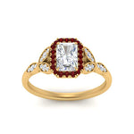 Load image into Gallery viewer, leaves-radiant-cut-halo-diamond-engagement-ring-with-ruby-in-yellow-gold-FD9827RARGRUDRANGLE5-NL-YG.jpg?v=1770891303