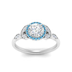 Load image into Gallery viewer, leaves-round-cut-halo-diamond-engagement-ring-with-blue-topaz-in-white-gold-FD9827RORGICBLTOANGLE5-NL-WG.jpg?v=1770891318