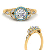 Load image into Gallery viewer, leaves-round-cut-halo-diamond-engagement-ring-with-blue-topaz-in-yellow-gold-FD9827RORGICBLTOANGLE3-NL-YG.jpg?v=1770891318