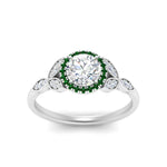 Load image into Gallery viewer, leaves-round-cut-halo-diamond-engagement-ring-with-emerald-in-white-gold-FD9827RORGEMGRANGLE5-NL-WG.jpg?v=1770891318