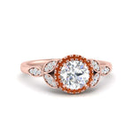Load image into Gallery viewer, leaves-round-cut-halo-diamond-engagement-ring-with-orange-sapphire-in-rose-gold-FD9827RORGSAOR-NL-RG.jpg?v=1770891318