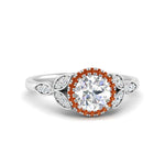 Load image into Gallery viewer, leaves-round-cut-halo-diamond-engagement-ring-with-orange-sapphire-in-white-gold-FD9827RORGSAOR-NL-WG.jpg?v=1770891318