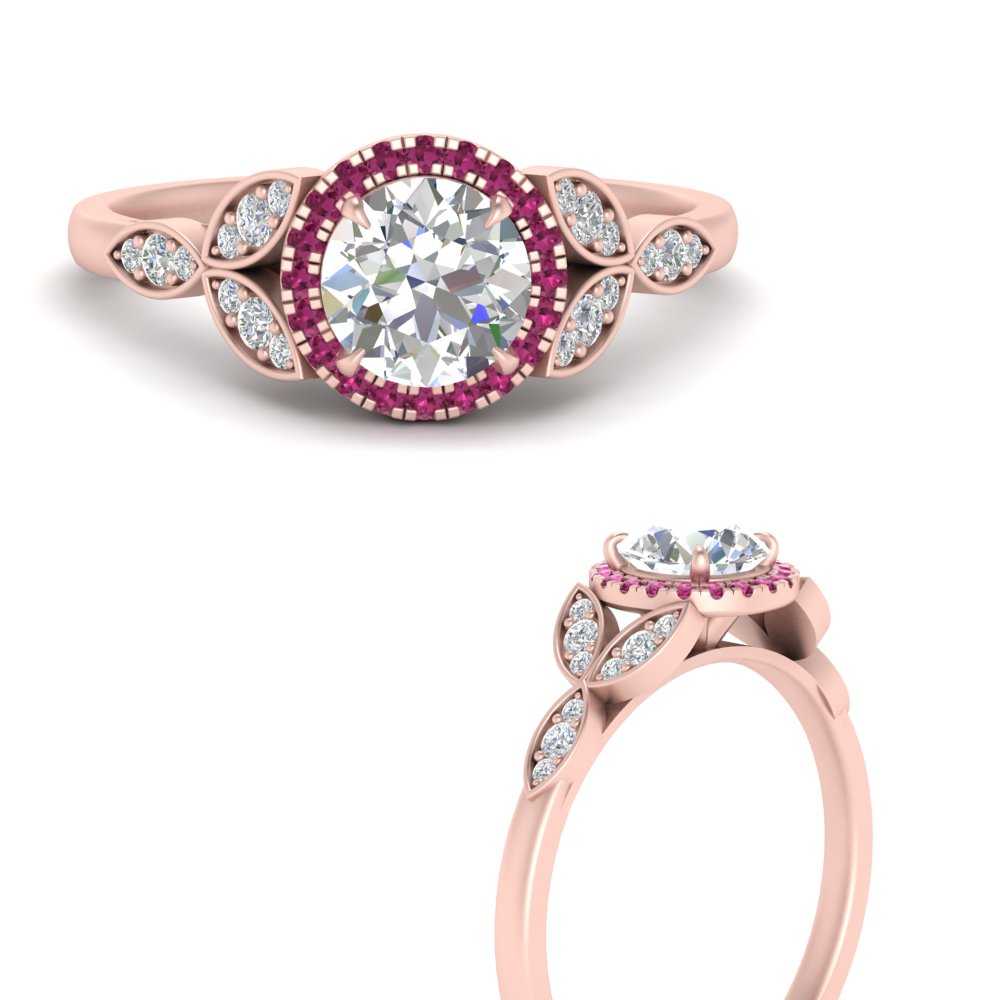 leaves-round-cut-halo-diamond-engagement-ring-with-pink-sapphire-in-rose-gold-FD9827RORGSADRPIANGLE3-NL-RG.jpg?v=1770891318