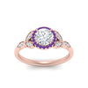 Load image into Gallery viewer, leaves-round-cut-halo-diamond-engagement-ring-with-purple-topaz-in-rose-gold-FD9827RORGVITOANGLE5-NL-RG.jpg?v=1770891318