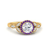 Load image into Gallery viewer, leaves-round-cut-halo-diamond-engagement-ring-with-purple-topaz-in-yellow-gold-FD9827RORGVITO-NL-YG.jpg?v=1770891318