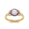 Load image into Gallery viewer, leaves-round-cut-halo-diamond-engagement-ring-with-purple-topaz-in-yellow-gold-FD9827RORGVITOANGLE5-NL-YG.jpg?v=1770891318