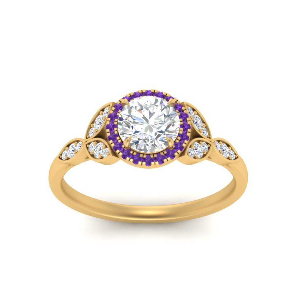 leaves-round-cut-halo-diamond-engagement-ring-with-purple-topaz-in-yellow-gold-FD9827RORGVITOANGLE5-NL-YG.jpg?v=1770891318