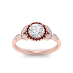 Load image into Gallery viewer, leaves-round-cut-halo-diamond-engagement-ring-with-ruby-in-rose-gold-FD9827RORGRUDRANGLE5-NL-RG.jpg?v=1770891318