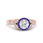 Load image into Gallery viewer, leaves-round-cut-halo-diamond-engagement-ring-with-sapphire-in-rose-gold-FD9827RORGSABL-NL-RG.jpg?v=1770891318