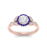 Load image into Gallery viewer, leaves-round-cut-halo-diamond-engagement-ring-with-sapphire-in-rose-gold-FD9827RORGSABLANGLE5-NL-RG.jpg?v=1770891318