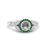 Load image into Gallery viewer, leaves-semi-mount-halo-diamond-engagement-ring-with-emerald-in-white-gold-FD9827SMRGEMGR-NL-WG.jpg?v=1770891423