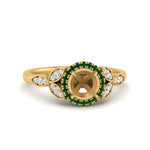 Load image into Gallery viewer, leaves-semi-mount-halo-diamond-engagement-ring-with-emerald-in-yellow-gold-FD9827SMRGEMGR-NL-YG.jpg?v=1770891423