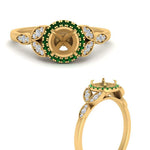 Load image into Gallery viewer, leaves-semi-mount-halo-diamond-engagement-ring-with-emerald-in-yellow-gold-FD9827SMRGEMGRANGLE3-NL-YG.jpg?v=1770891423