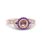Load image into Gallery viewer, leaves-semi-mount-halo-diamond-engagement-ring-with-purple-topaz-in-rose-gold-FD9827SMRGVITO-NL-RG.jpg?v=1770891423
