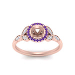 Load image into Gallery viewer, leaves-semi-mount-halo-diamond-engagement-ring-with-purple-topaz-in-rose-gold-FD9827SMRGVITOANGLE5-NL-RG.jpg?v=1770891423