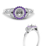Load image into Gallery viewer, leaves-semi-mount-halo-diamond-engagement-ring-with-purple-topaz-in-white-gold-FD9827SMRGVITOANGLE3-NL-WG.jpg?v=1770891424