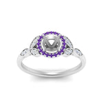 Load image into Gallery viewer, leaves-semi-mount-halo-diamond-engagement-ring-with-purple-topaz-in-white-gold-FD9827SMRGVITOANGLE5-NL-WG.jpg?v=1770891423