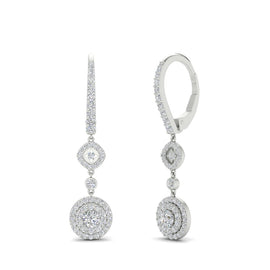 Lever Back Dangle Diamond Earring