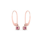 Load image into Gallery viewer, lever-back-mini-round-pink-sapphire-huggies-earring-in-rose-gold-FDEAR11007GSADRPIANGLE2-NL-RG.jpg
