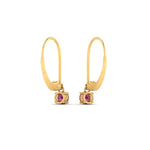 Load image into Gallery viewer, lever-back-mini-round-pink-sapphire-huggies-earring-in-yellow-gold-FDEAR11007GSADRPIANGLE2-NL-YG.jpg
