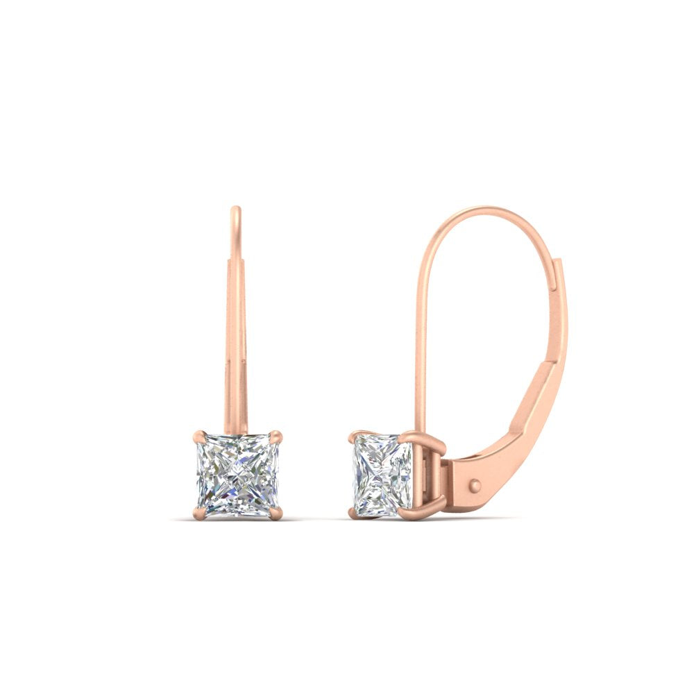 lever-back-princess-cut-1-ct.-diamond-stud-earring-in-rose-gold-FDEAR9225PR-1.00CT-NL-RG
