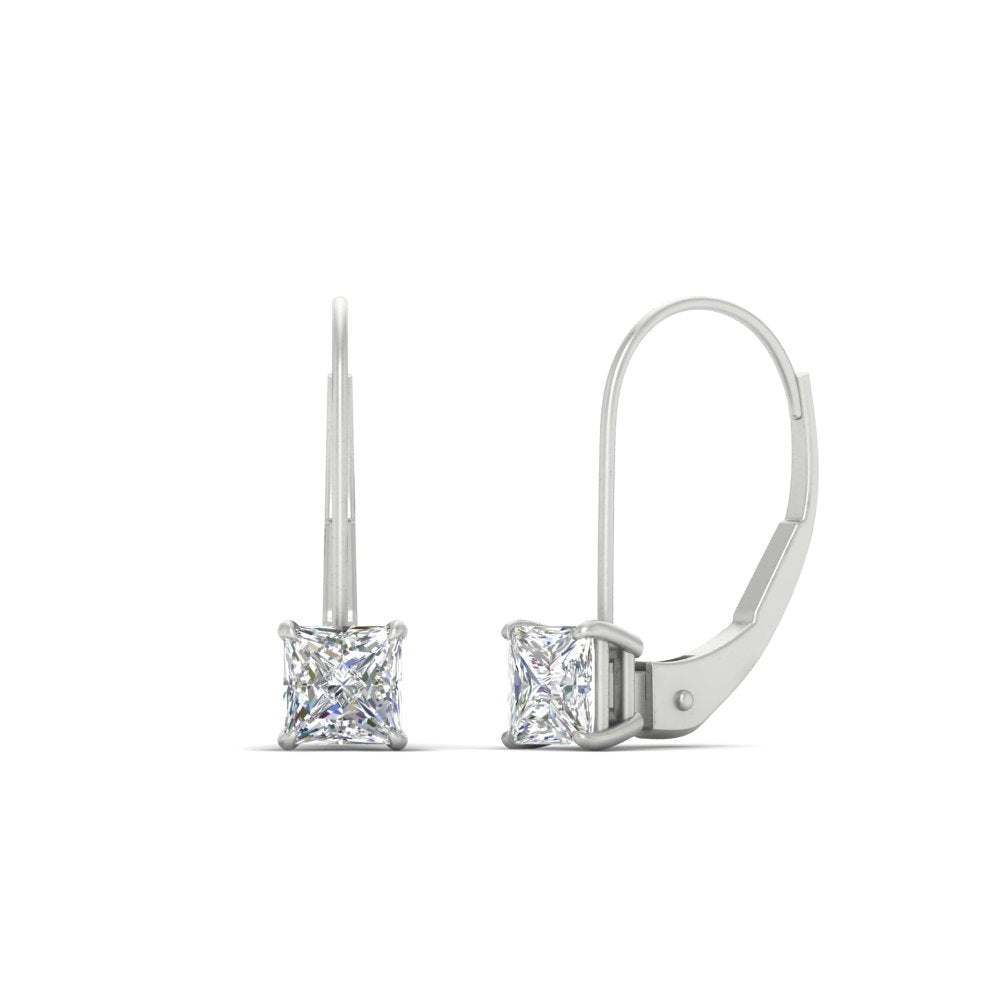 lever-back-princess-cut-1-ct.-diamond-stud-earring-in-white-gold-FDEAR9225PR-1.00CT-NL-WG