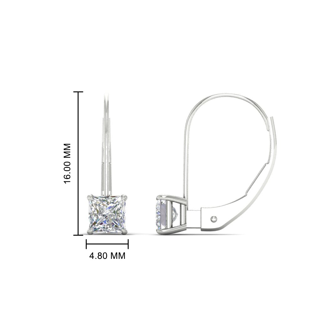 lever-back-princess-cut-1-ct.-diamond-stud-earring-in-white-gold-FDEAR9225PR-1.00CT-NL-WG