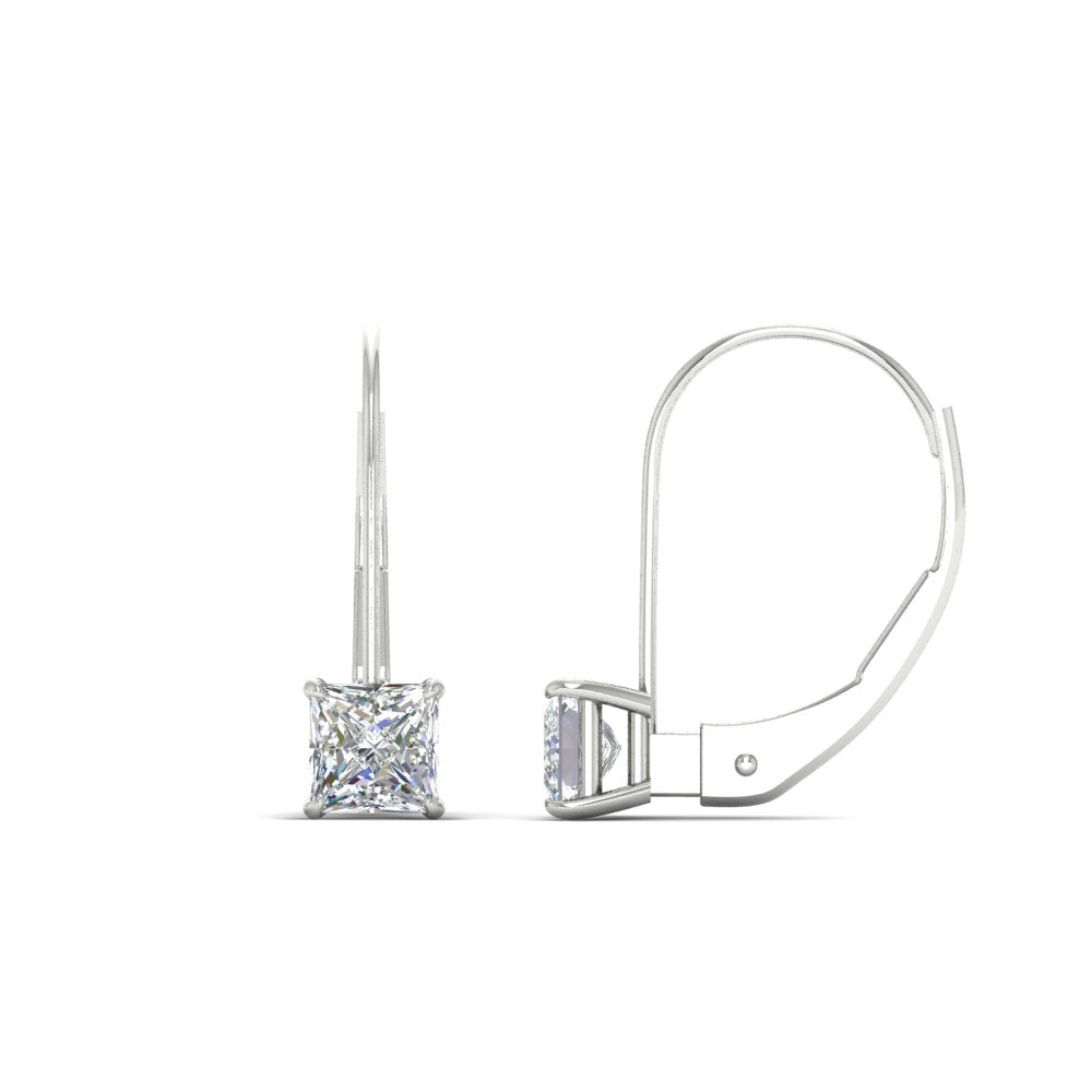 lever-back-princess-cut-1-ct.-diamond-stud-earring-in-white-gold-FDEAR9225PR-1.00CT-NL-WG