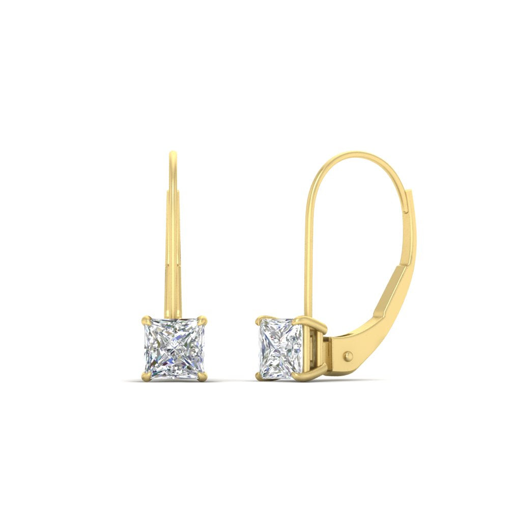 lever-back-princess-cut-1-ct.-diamond-stud-earring-in-yellow-gold-FDEAR9225PR-1.00CT-NL-YG