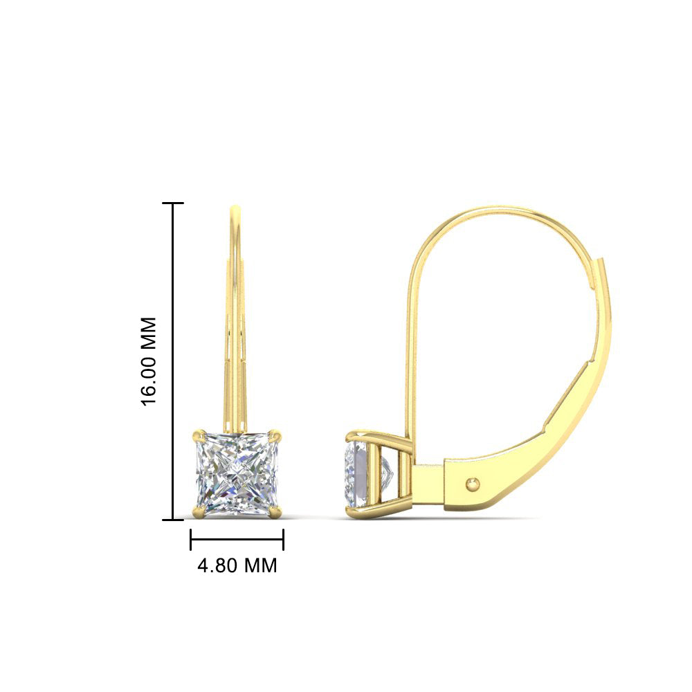 lever-back-princess-cut-1-ct.-diamond-stud-earring-in-yellow-gold-FDEAR9225PR-1.00CT-NL-YG