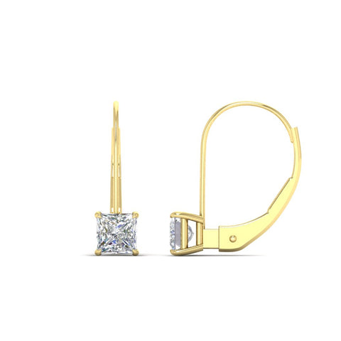 lever-back-princess-cut-1-ct.-diamond-stud-earring-in-yellow-gold-FDEAR9225PR-1.00CT-NL-YG