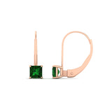Load image into Gallery viewer, lever-back-princess-cut-1-ct.-emerald-stud-earring-in-rose-gold-FDEAR9225PRGEMGR-1.00CT-NL-RG