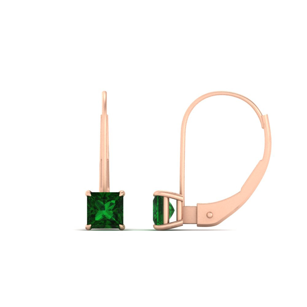 lever-back-princess-cut-1-ct.-emerald-stud-earring-in-rose-gold-FDEAR9225PRGEMGR-1.00CT-NL-RG