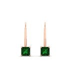 Load image into Gallery viewer, lever-back-princess-cut-1-ct.-emerald-stud-earring-in-rose-gold-FDEAR9225PRGEMGR-1.00CT-NL-RG