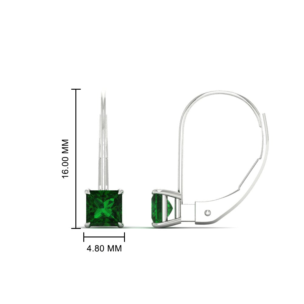 lever-back-princess-cut-1-ct.-emerald-stud-earring-in-white-gold-FDEAR9225PRGEMGR-1.00CT-NL-WG