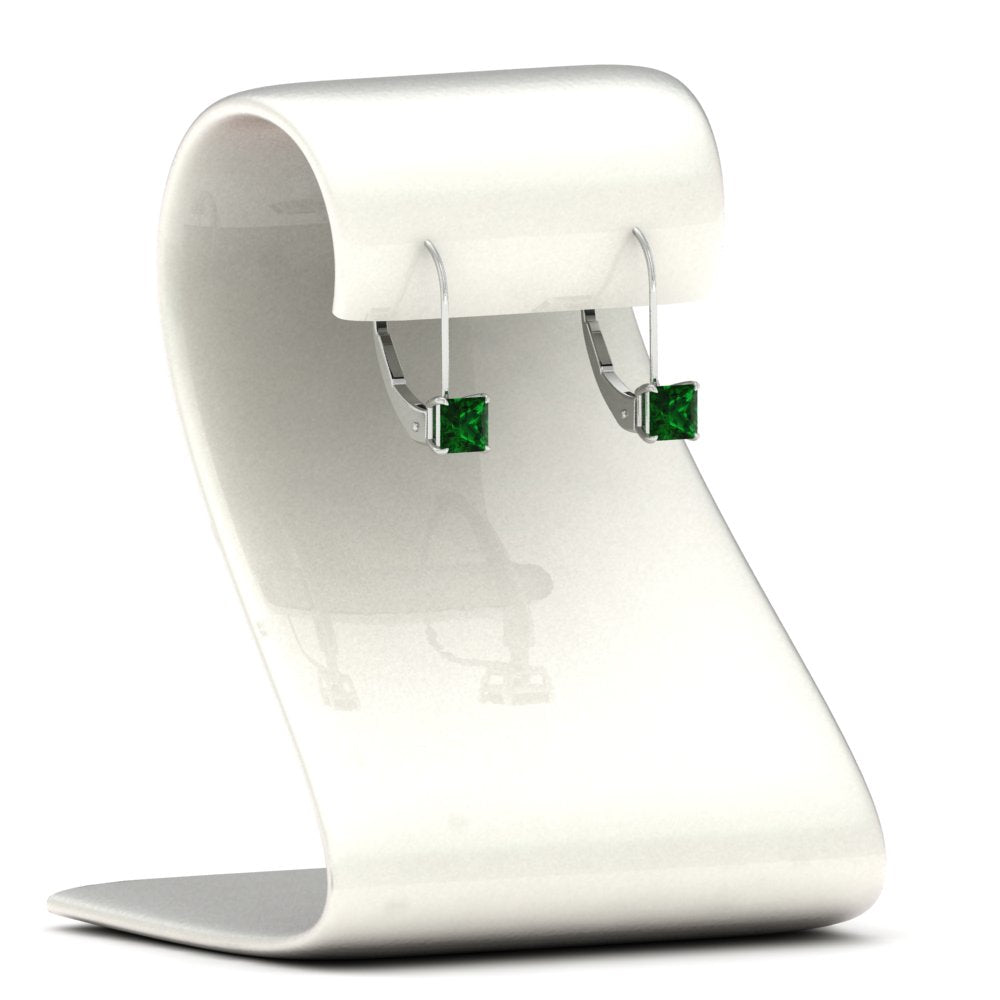 lever-back-princess-cut-1-ct.-emerald-stud-earring-in-white-gold-FDEAR9225PRGEMGR-1.00CT-NL-WG