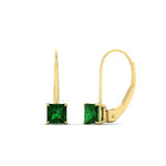 Load image into Gallery viewer, lever-back-princess-cut-1-ct.-emerald-stud-earring-in-yellow-gold-FDEAR9225PRGEMGR-1.00CT-NL-YG