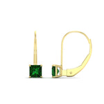 Load image into Gallery viewer, lever-back-princess-cut-1-ct.-emerald-stud-earring-in-yellow-gold-FDEAR9225PRGEMGR-1.00CT-NL-YG