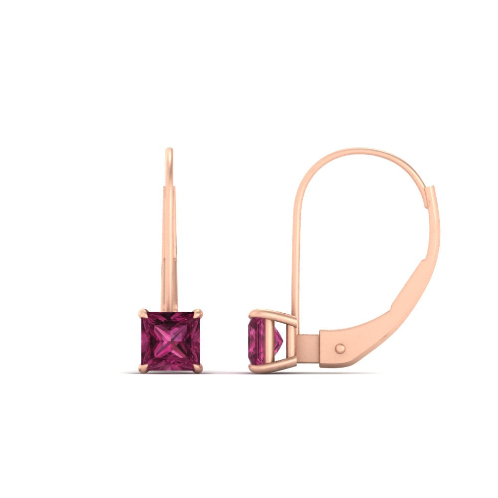 lever-back-princess-cut-1-ct.-pink-sapphire-stud-earring-in-rose-gold-FDEAR9225PRGSADRPI-1.00CT-NL-RG